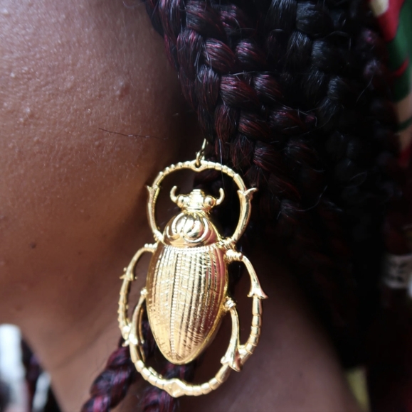 Amulet Ancient Egyptian Scarab Earrings - Picture 3 of 3